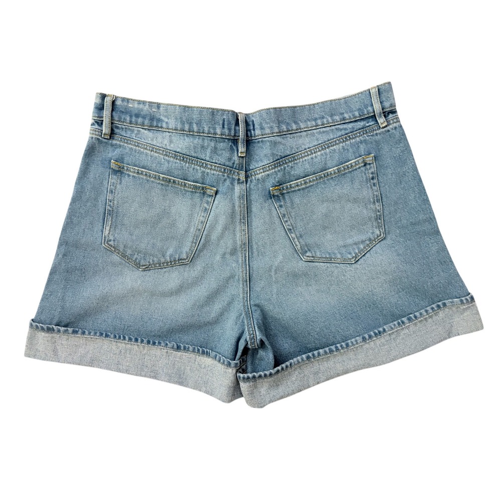 LOFT High Rise Cuffed‎ Denim Shorts Women Size 14 Light Wash Distressed - Picture 5 of 8